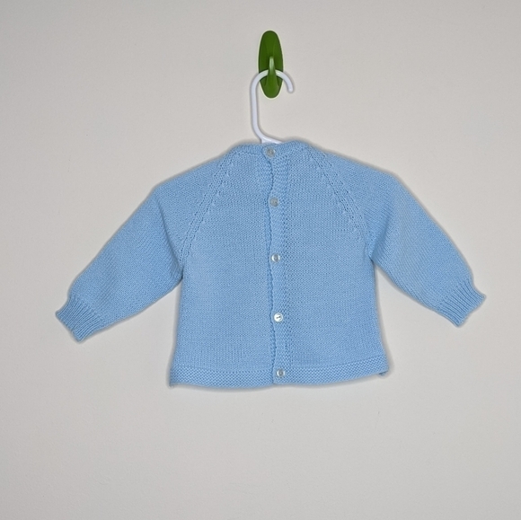 Vintage Woodard & Lothrop Knit Flower Blue Sweater Made in Italy 6-9m - Picture 2 of 4